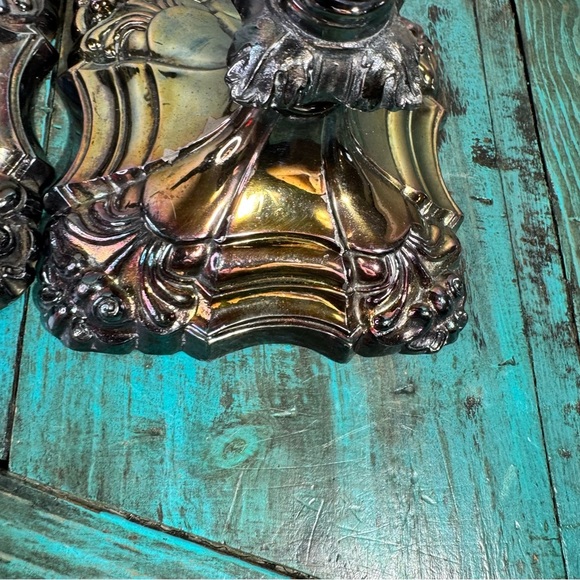 Coronet Plate E.P.Lead Ornate Gothic Victorian Silver Candle Stick Holders - Picture 8 of 15